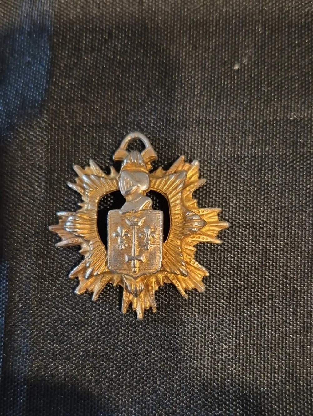 Gold Tone Heraldic Shield Military Style Pendant Charm